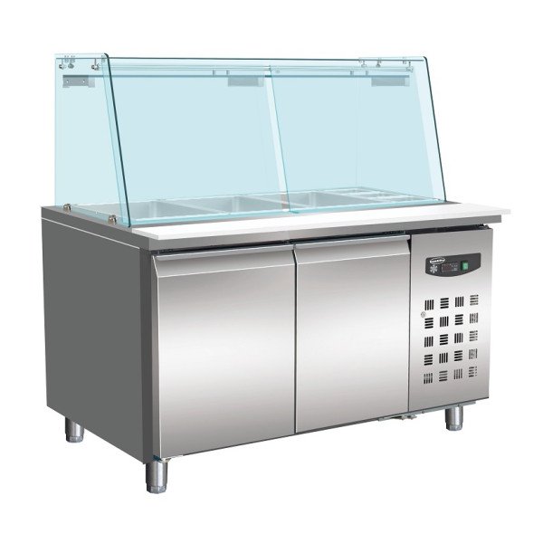 BÄCKEREI KÜHLTISCH MIT GLAS 2 TÜREN  4x 1/1 GN BEHÄLTER