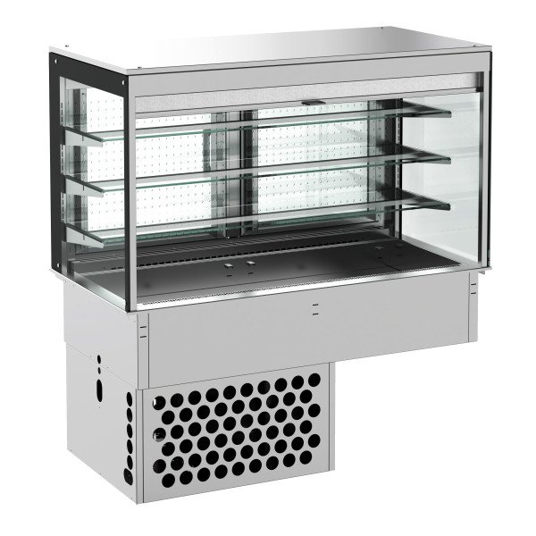 EINBAUKÜHLVITRINE ECKIG – MIT ROLLVORHANG 3/1 GN