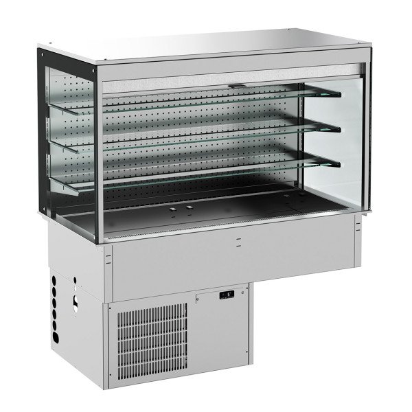 EINBAU WANDMODELL KÜHLVITRINE ECKIG – MIT ROLLVORHANG  3/1 GN