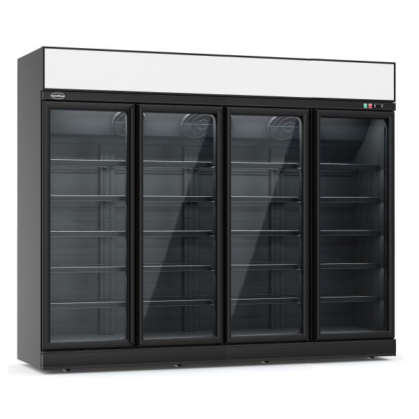 KÜHLSCHRANK 4 GLASTÜREN SCHWARZ INS-2060R BL  *TRANSPORT AUF ANFRAGE*  **Achtung, es liegt ein erhöhter Einschatlstrom vor, soda