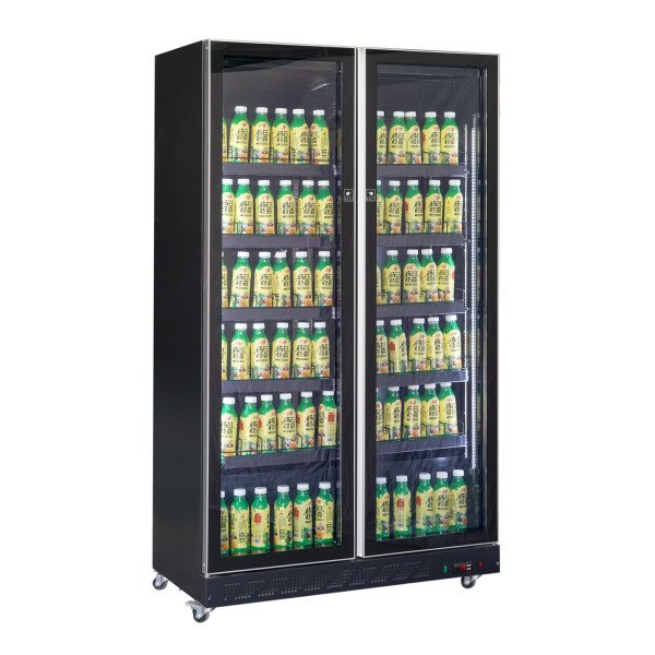KÜHLSCHRANK 2 GLASTÜREN SCHWARZ