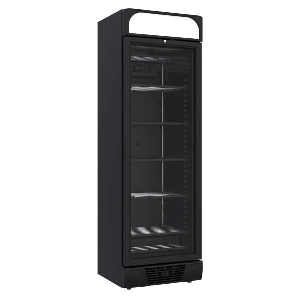 TIEFKÜHLSCHRANK 1 GLASTÜR SCHWARZ 382L