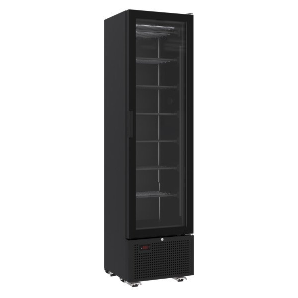 TIEFKÜHLSCHRANK 1 GLASTÜR SCHWARZ 221L