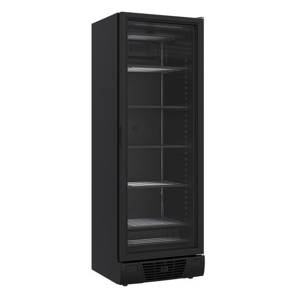 TIEFKÜHLSCHRANK 1 GLASTÜR SCHWARZ 382L