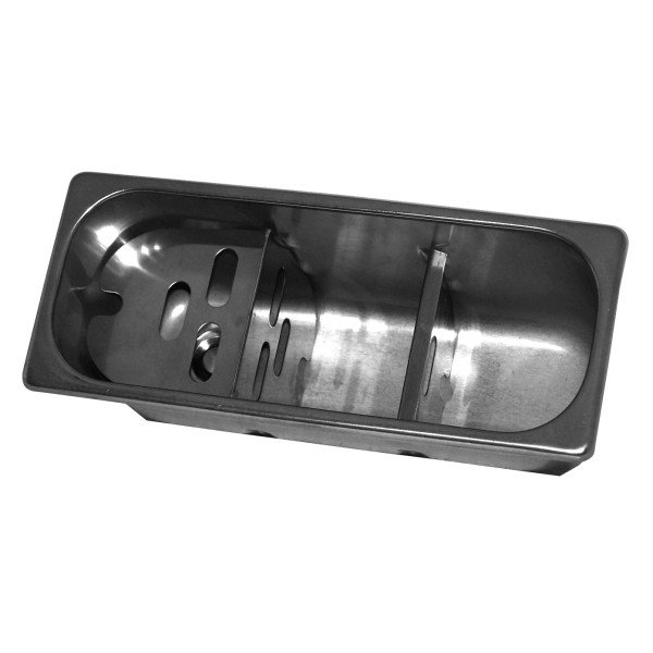 SPÜLBECKE FÜR EISLÖFFEL 270X110X120  MIT WASSERABLAUFLOCH, WASSERANSCHLUSS UND ÜBERLAUFROHR