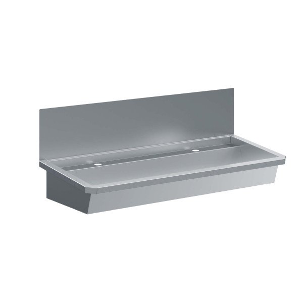 EDELSTAHL WASCHBECKEN 2 ABLASSHAHNE 1200MM  ABLAUFSTOPFEN UND SCHUTZWAND INKLUSIVE, EXKLUSIV HAHNE