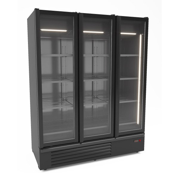 KÜHLSCHRANK 3 GLASTÜREN SCHWARZ 1555L