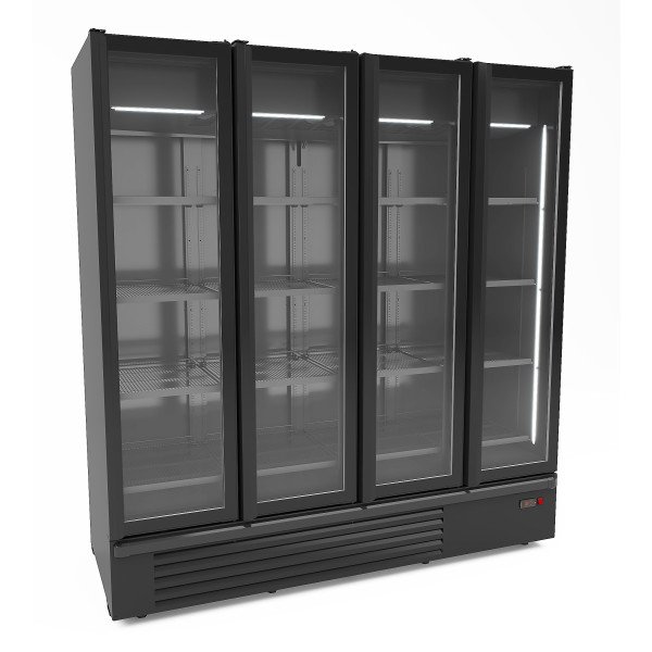 KÜHLSCHRANK 4 GLASTÜREN SCHWARZ 1850L