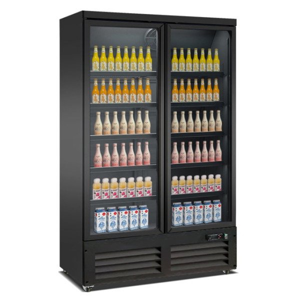 TIEFKÜHLSCHRANK 2 GLASTÜREN SCHWARZ CEB-1200F BL