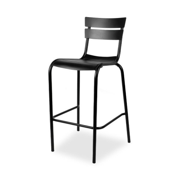 Aluminium Hocker LYON Premium – Wetterfester Stapelbarer Gartenstuhl in Schwarz
