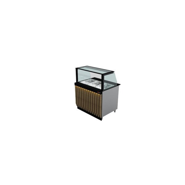 Bain-Marie Theke / Heiße Theke / 150 cm - Holzfront / für 4 x GN 1/1