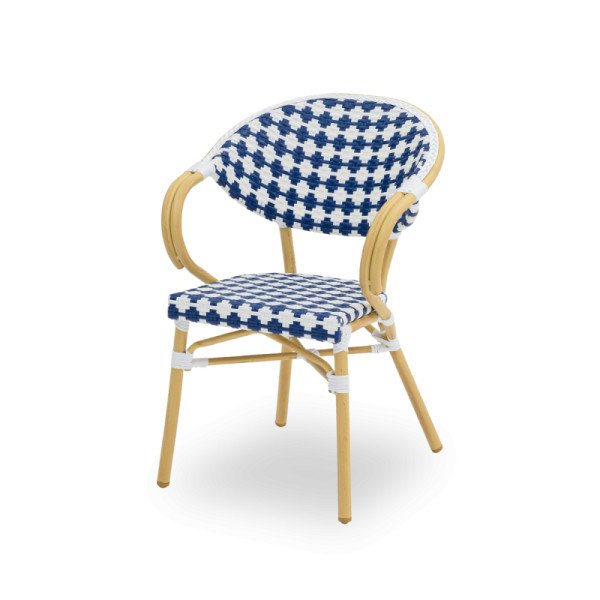 Technorattan Stuhl CAMILLO blau – leichter. stabiler Outdoor-Stuhl mit modernem Design