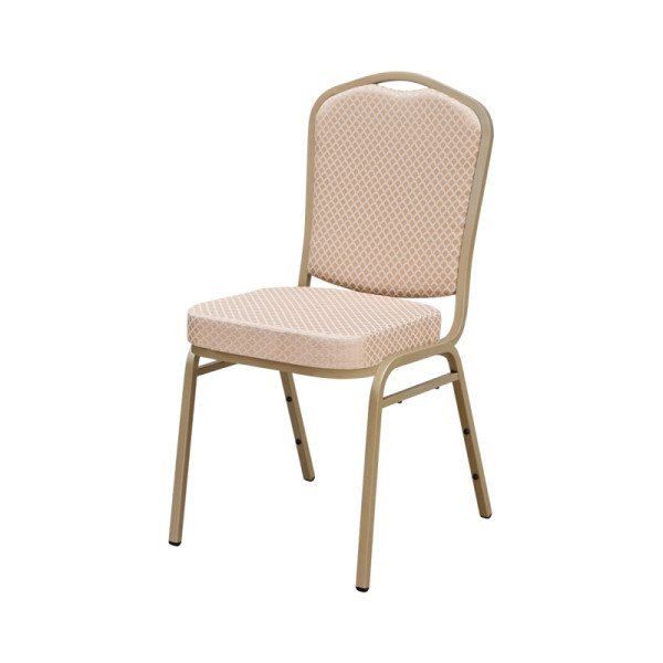 Mextra Bankettstuhl EXPERT ES314 beige – stapelbarer. komfortabler Bankettstuhl mit goldenem Stahlgestell
