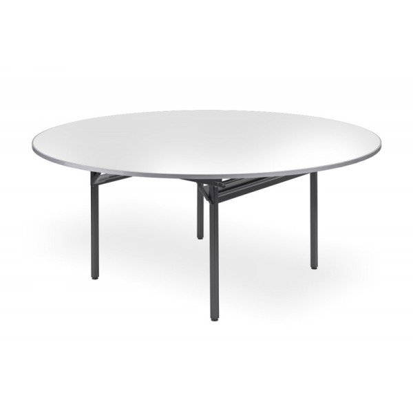 Banketttisch HK–800 FI180 – Robuster runder Banketttisch für bis zu 12 Gäste. melaminbeschichtete Tischplatte. einfache Selbstmo