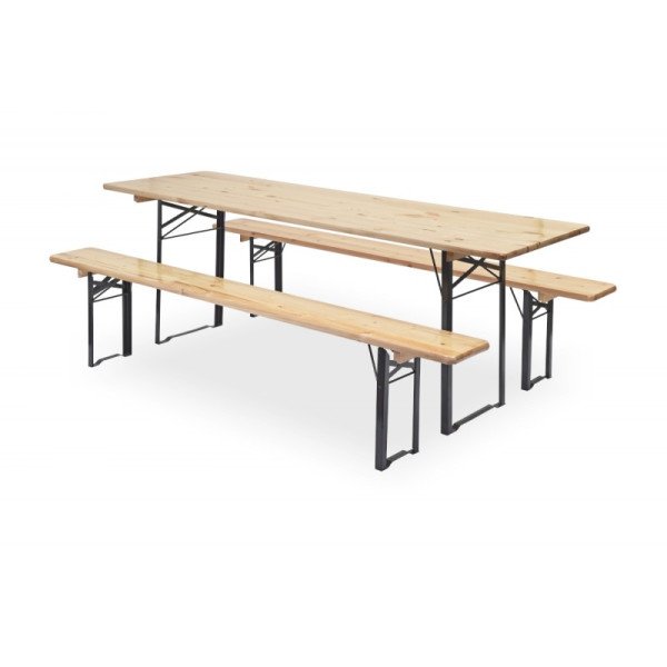 Bierzeltgarnitur WOODY STRONG 220x70 cm – stabiles Kiefernholz-Biertischset