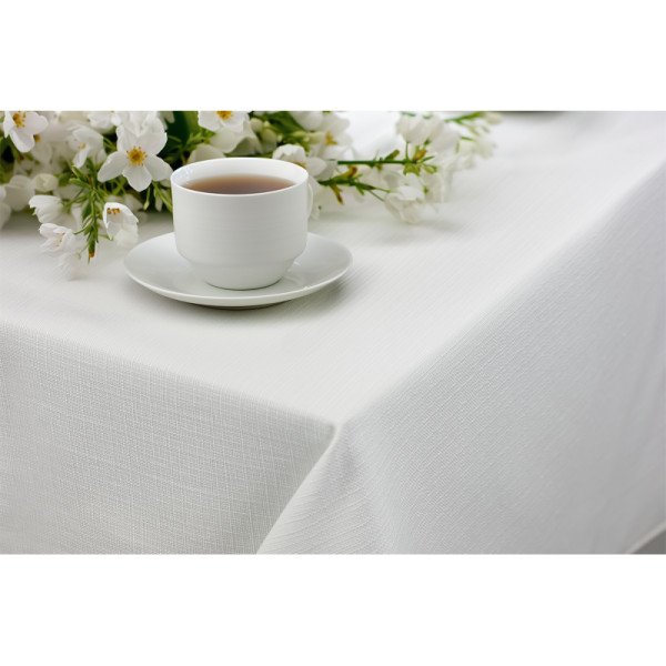 Tischdecke TB-500 Weiß – strapazierfähig & schmutzabweisend. 60% Baumwolle. 40% Polyester. leinenähnlich. elegant