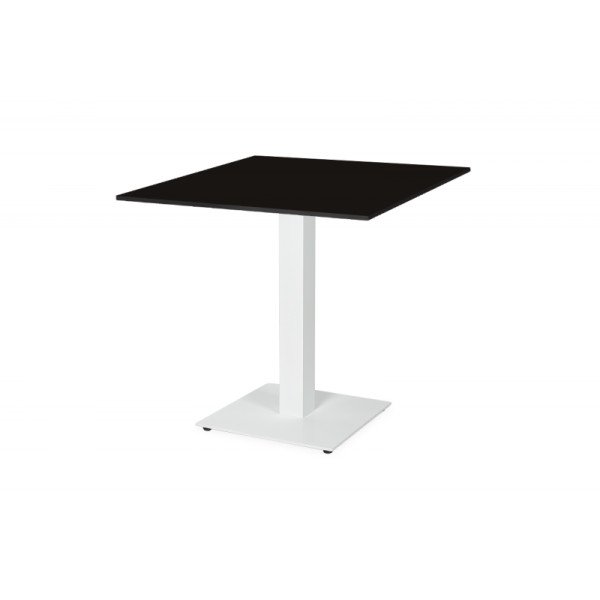 Biergartentisch ALFA S Weiß mit schwarzer HPL-Platte 69x69 cm – robust & wetterfest