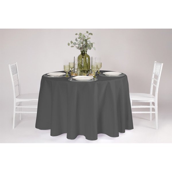 Tischdecke TB-200 fi320 cm dunkelgrau – fleckgeschützt. elegant & pflegeleicht