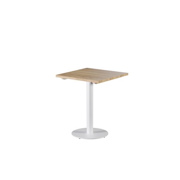 Tisch mit Holzplatte ALFA R Weiß – Massivholz-Cafétisch mit Stahlgestell von Mextra