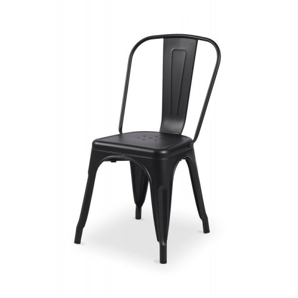 Barstuhl PARIS inspiriert von TOLIX in Schwarz – Robuster Industrie-Design Stuhl aus Stahl. stapelbar und pulverbeschichtet