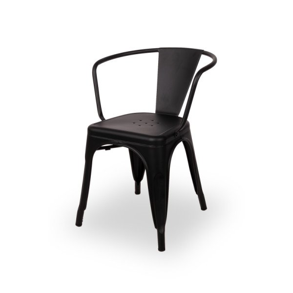 Barstuhl PARIS GRAND inspiriert von TOLIX in Schwarz – robuster Industrie-Design Stuhl aus pulverbeschichtetem Stahl