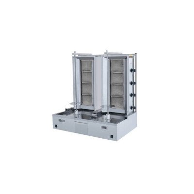 Gas Dönergrill - Gyrosgrill / 4+4 Brenner / Motor unten / max. 70+70  kg / inkl. Flügeltüren