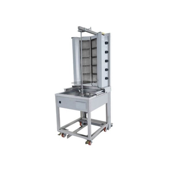 Gas Dönergrill / V Form mit Motor Unten / 5+5 Brenner / max. 170 kg / inkl. Flügeltüren
