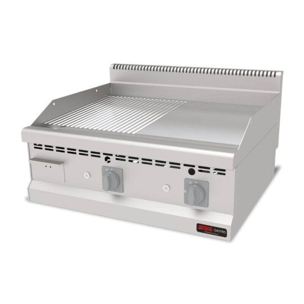 Gas Bratplatte Hardchrome / Glatt+Gerillt / 12.6 kW / Premium Serie 700