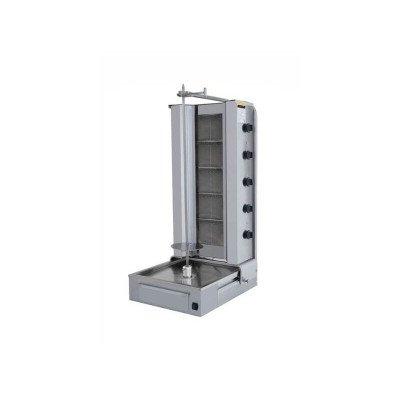 Gas Dönergrill mit Motor unten / Gyrosgrill 5 Brenner / max. 100 kg / inkl. Flügeltüren