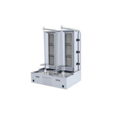 Doppel Gas Dönergrill mit Motor Unten / Gyrosgrill 3+3 Brenner Schmal /  inkl. Flügeltüren