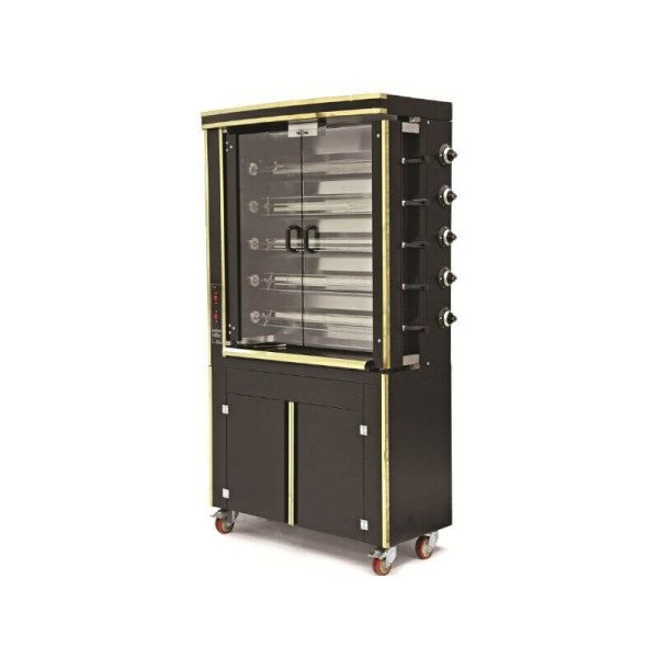 Elektro Hähnchengrill Plus mit 5 Spießen für 25 Hähnchen / 1100x480x2030 mm