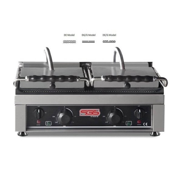 Doppel Kontaktgrill / Oben Gerillt / Unten Glatt 3+3 kW / Tischgrill