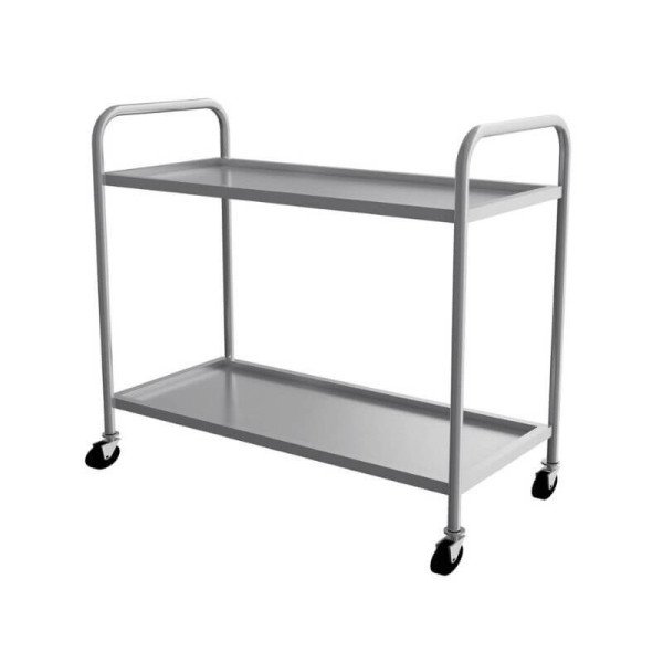 Servierwagen aus Edelstahl / 2 Ablagen / Belastbar bis 80 kg