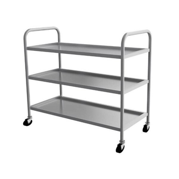 Servierwagen aus Edelstahl / 3 Ablagen / Belastbar bis 120 kg