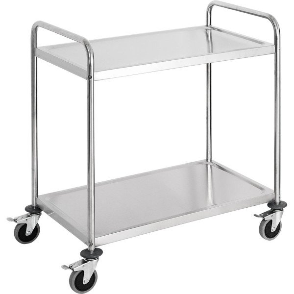 Stalgast Edelstahl Servierwagen, mit zwei Borden, 845 x 525 x 940 mm (BxTxH)