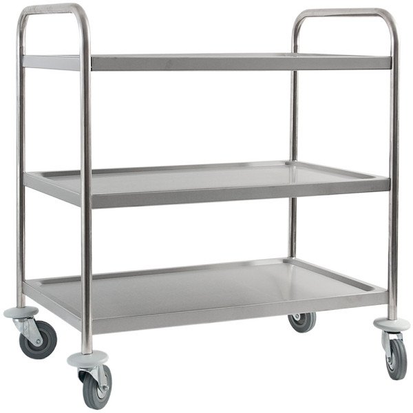 Stalgast Edelstahl Servierwagen, mit drei Borden, 845 x 525 x 940 mm (BxTxH)