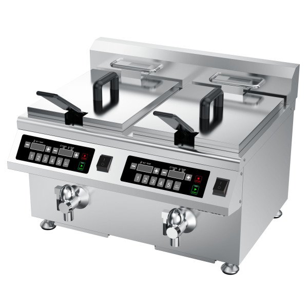 Induktions-Doppel-Fritteuse, 2x8 Liter, 518x490x418 (BxTxH), 2x3.5 kW