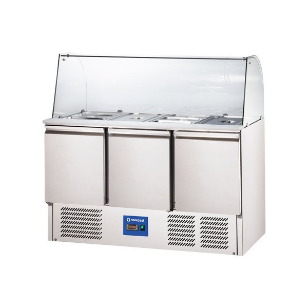 Starline Saladette mit Glasaufsatz, 3-türig, GN 1/1, Aufnahme 16x GN1/4, 1365x700x1345 mm (BxTxH)