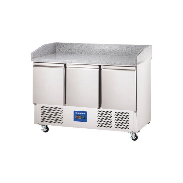 Starline Pizzatisch auf Rädern, 3-türig, GN 1/1, 1400x700x1120 mm (BxTxH)