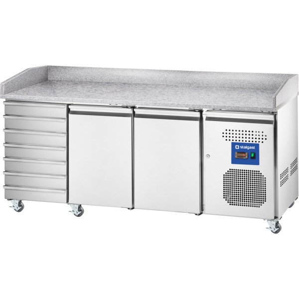 Starline Pizzatisch, 2-türig, EN 600x400 mm, 7 Schubladen, 2025x800x1000 mm (BxTxH)