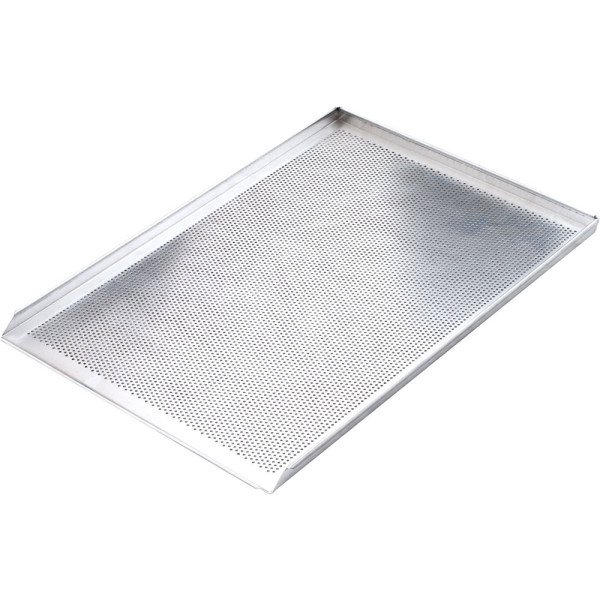 3-Rand-Backblech aus Aluminium, gelocht, Bäckernorm 600x400 mm
