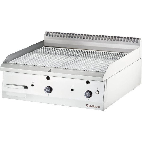 Stalgast Gas-Griddleplatte, gerillt, verchromt, Tischgerät, Serie 700 ND - gerillt 800x700x250 mm (BxTxH)