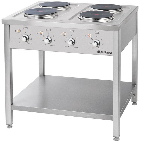 Stalgast Elektroherd, Edelstahl, Serie 700 - 4 Platten à 2,6 kW, 800x700x850 mm (BxTxH)