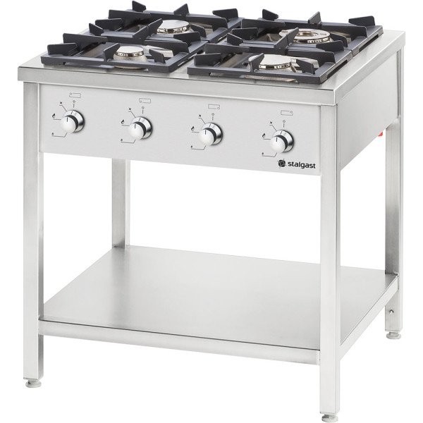 Stalgast Edelstahl Gasherd Serie 700, 4-Brenner (2x5+2x7), G20, 800x700x850 mm (BxTxH)
