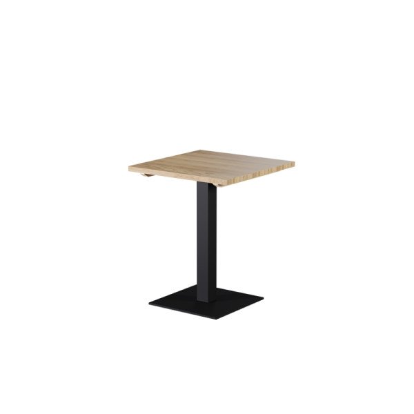 Tisch mit Holzplatte ALFA S Schwarz – Massivholz-Cafétisch mit Stahlgestell