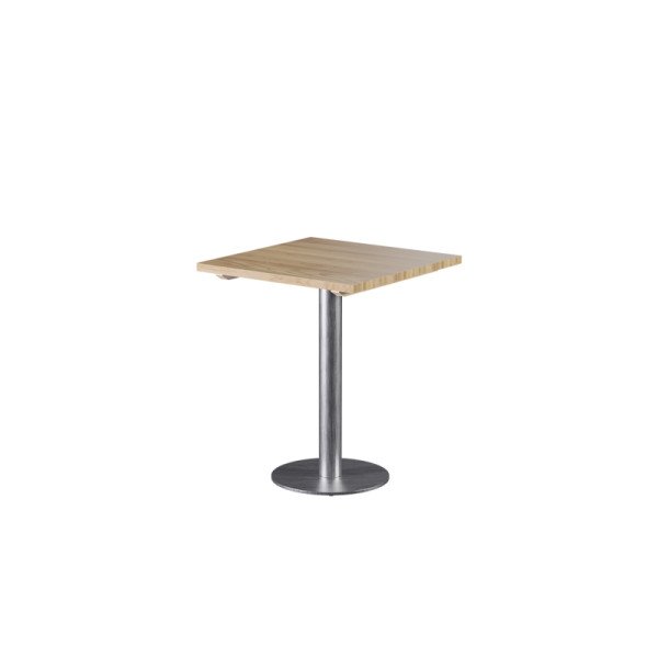 Tisch mit Holzplatte SIGMA R – Massivholz-Café-Tisch mit Edelstahlfuß von Mextra