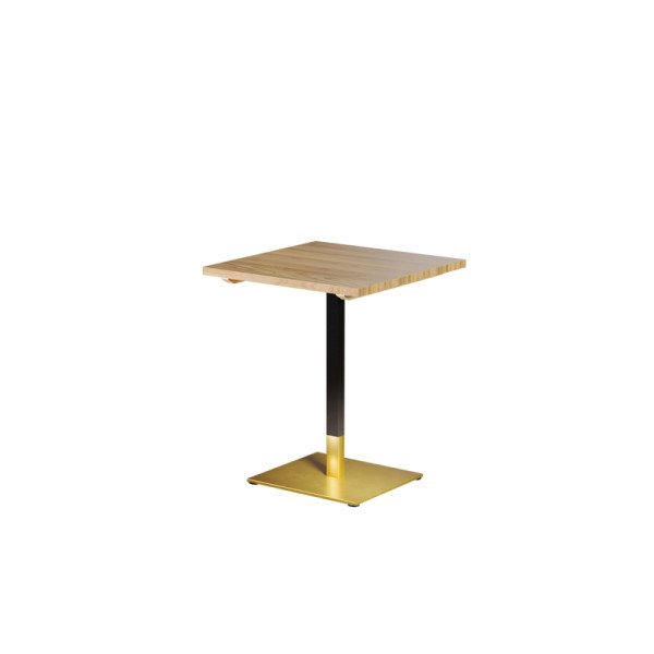 Tisch mit Holzplatte OMEGA – Massivholz-Café-Tisch in Schwarz und Gold von Mextra