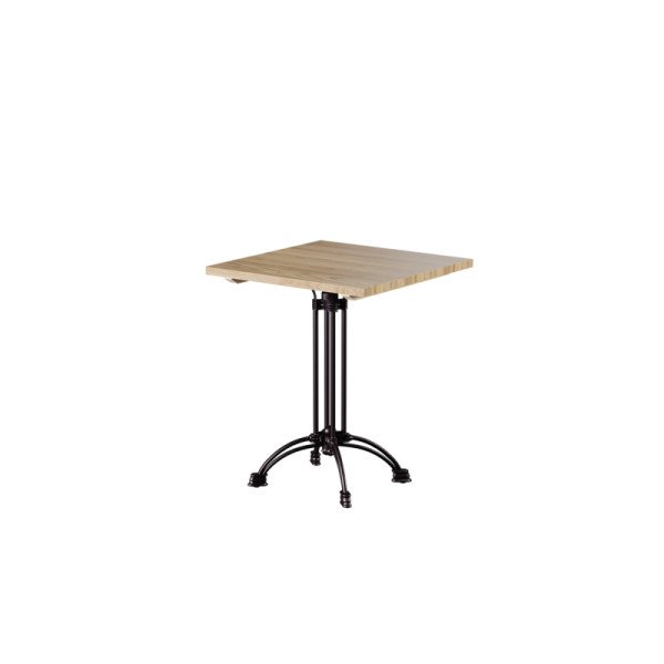 Tisch mit Holzplatte RUSTICAL – Massivholz-Café-Tisch mit Gusseisenfuß von Mextra