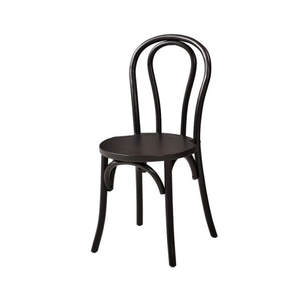 Hochzeitsstuhl MONET WOOD schwarz – eleganter Massivholzstuhl für Hochzeitssäle und Gastronomie