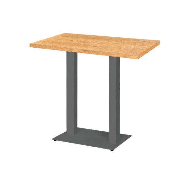 Bistrotisch ALFA BAR DUO grau mit furnierten Platten – robust & wetterbeständig für HoReCa-Bereiche